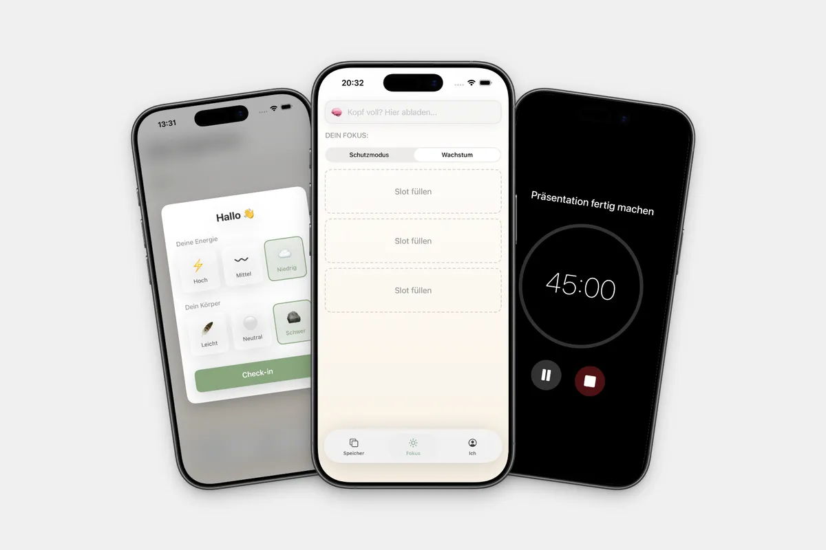 wabi iOS App: Overview of the emotion-first check-in interface