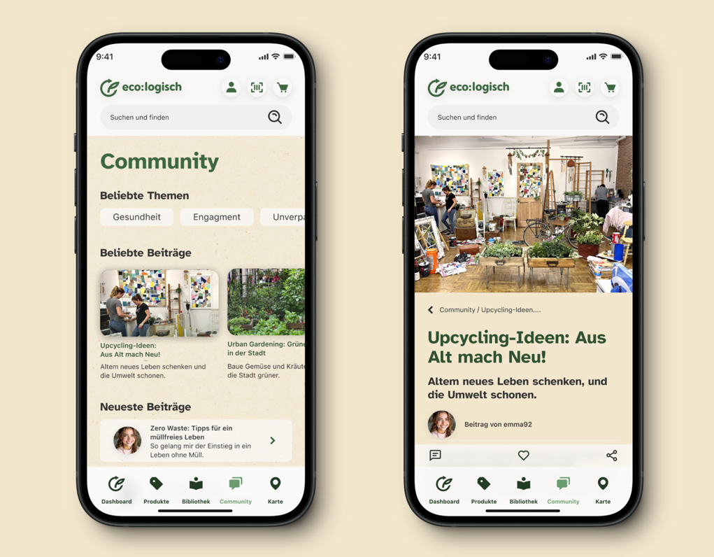 Community page & post screen